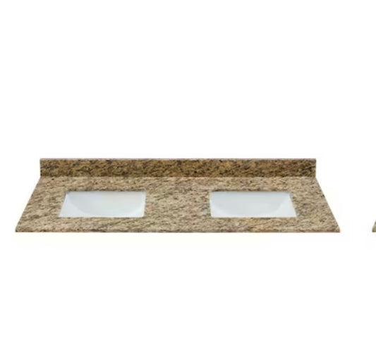 Bestview 61-in x 22-in Santa Cecilia Granite Undermount Double Sink Bathroom Vanity Top