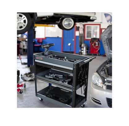 Tool Cart 27.5 Inch 3 Tier Tool Cart on Wheels, Utility Industrial Service Cart with drawers, Pegboard and Locking System, Suitable for Garage, Warehouse, Mechanic, 440lbs Load (Black) (New in Box)