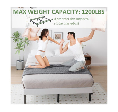 Queen Metal Bed Frame, 7 Inch Low Heavy Duty Platform Bed Frames Queen Size for Box Spring and Mattress, Easy Assembly, Noise Free, Adjustable (Black) (New in Box)
