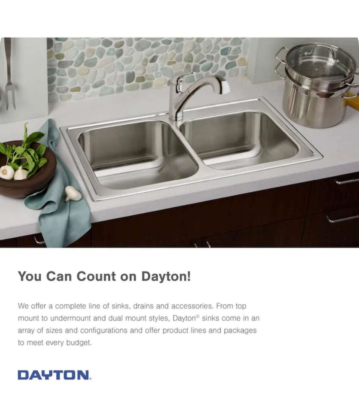 Dayton Undermount 23.5 Inch X 18.25 Inch Stainless Steel Single Bowl 18-Gauge Kitchen Sink (New in Box)