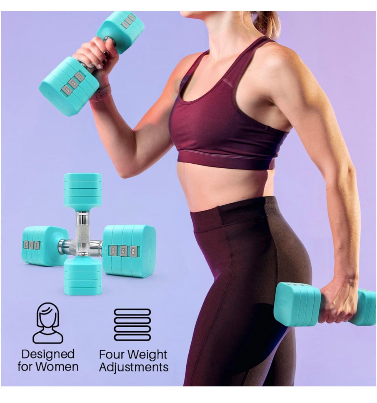 20 lbs Adjustable Dumbbell Set 4 in 1 Free Weights Dumbbells Set for 4 lbs, 6 lbs, 8 lbs, and 10 lbs with Metal Non-Slip Handle, Quick Change, Home Gym Strength Training Equipment for Men/Women (New in Box) (Blue)