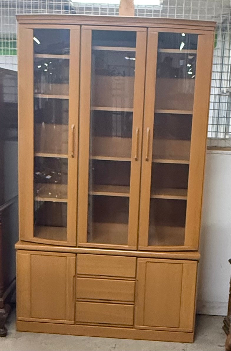 Bookcase with Glass Doors with Drawers and Cabinet Doors