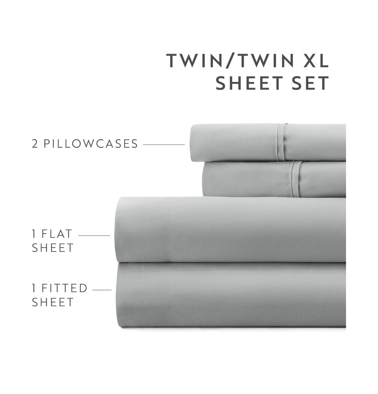 Linen Market 6 Piece Bed Sheet Set (Light Gray) (New)