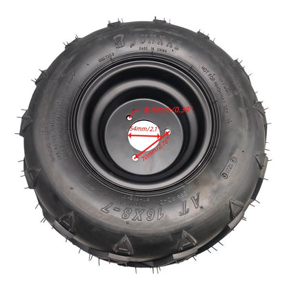 7 Inch Wheel Rim Tire Assembly for TaoTao 50cc 90cc 110cc 125cc ATVs & Go Karts Includes 16 X 8 - 7 Tire 70mm Bolt Rim (New in Box)