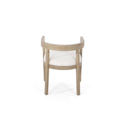 Cinnabar Beige Fabric Upholstered Chair Light Ash Finish Solid Wood Frame Dining Armchair with Curved Back (Set of 2) (Use; Good Condition)