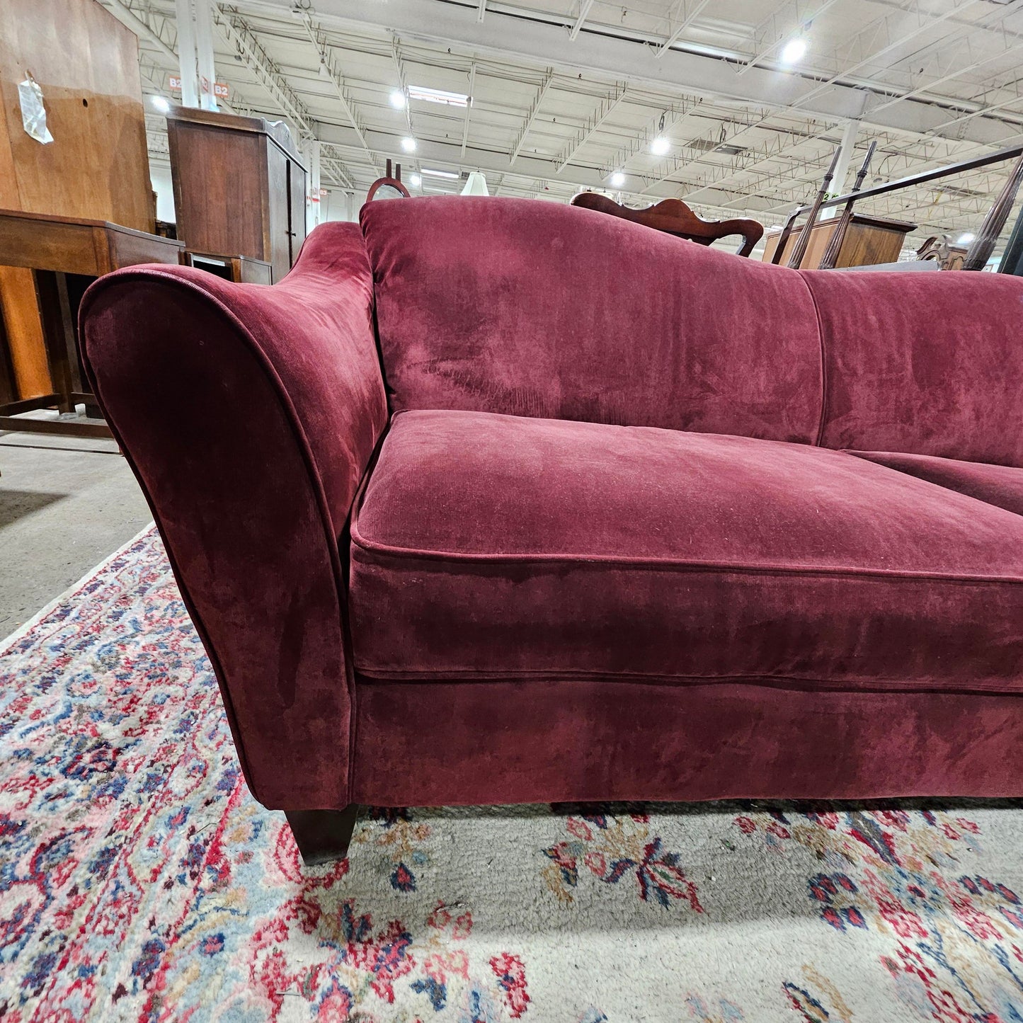 Maroon Suede Sofa