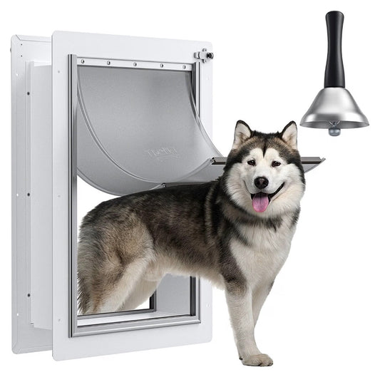 Dog Door for Wall Steel Frame, Telescoping Tunnel & Double Food-Grade Silicone Flaps Pet Door XL Dog Door with Secure Lock Pets Up to 220lbs (New in Box)