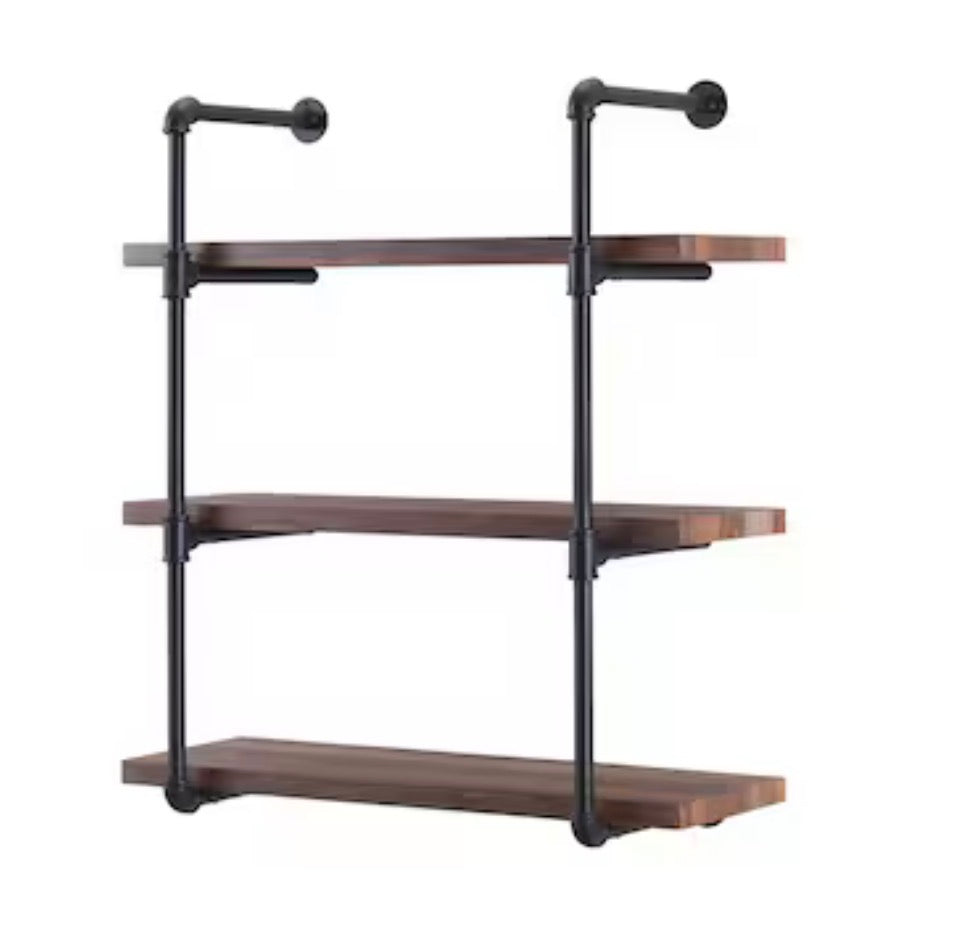 12.5 Inch Diameter X 31.5 Inch Length Laminate Rectangular Tiered Shelf (Brown) (New in Box)