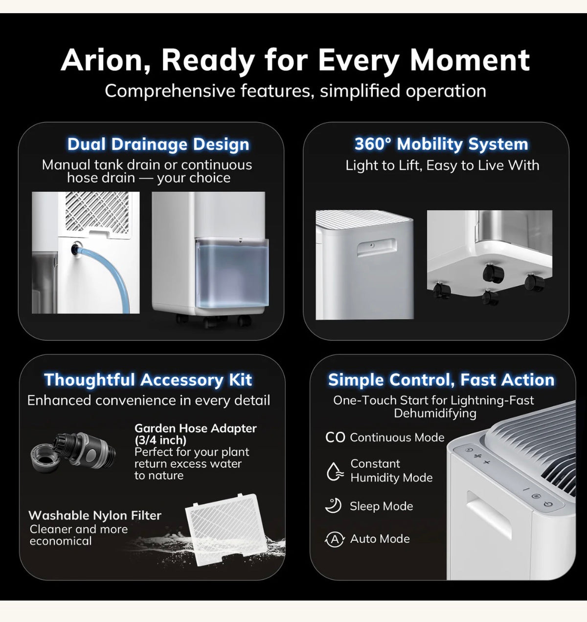 Aeocky Arion Small and Portable Dehumidifier (White) (New in Box)