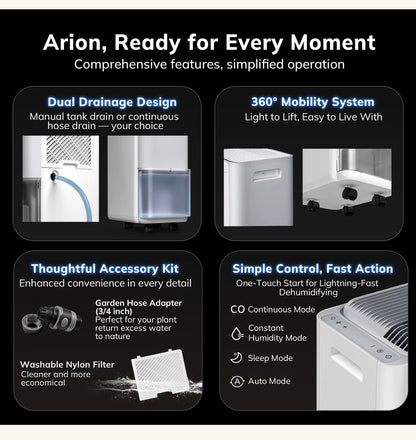 Aeocky Arion Small and Portable Dehumidifier (White) (New in Box)