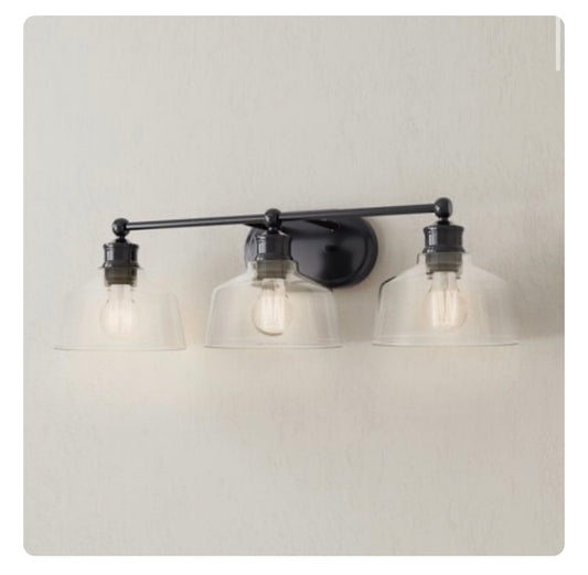 Progress Lighting Singleton 26.5 Inch 3 Light Farmhouse Bathroom Vanity Light (Matte Black) (New in Box)