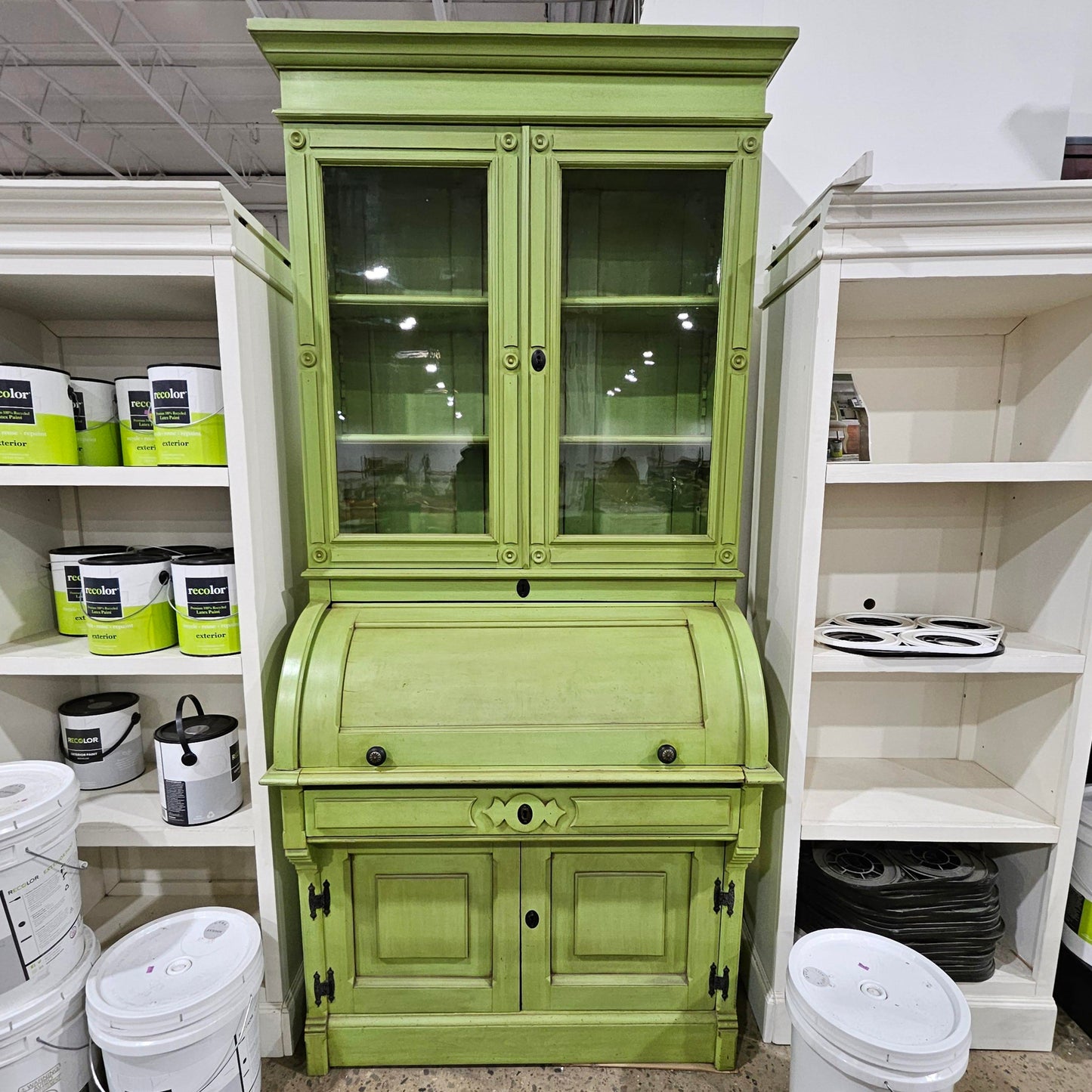 Antique Green Secretary/ Hutch