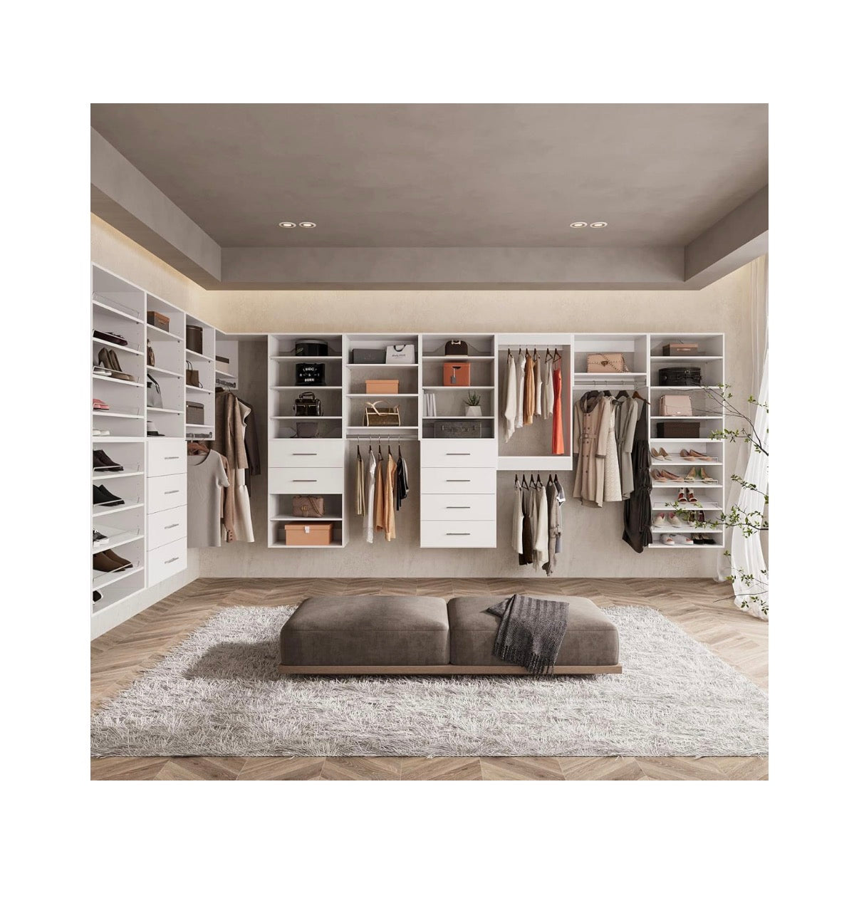 Roomtec 19.5 Inch Shelf Short Tower Closet Unit, Modular Closet System with Shelf, Wardrobe Organizer for Bedroom or Walk-in Closet, Wall Mounted, Customizable Clothes Storage Unit (White) (New in Box)