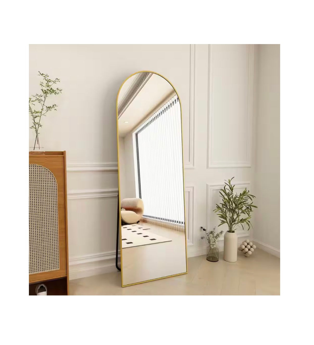 18 Inch X 58 Inch Arched Gold Modern Aluminum Alloy Framed Full Length Mirror Wall Mirror (New in Box)