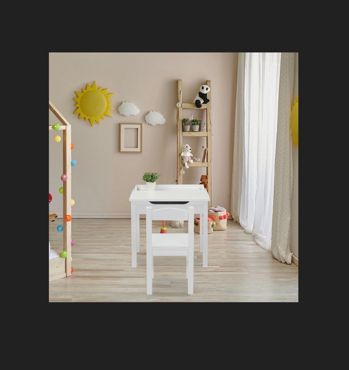 Flip Top Kids Table and Chair Set with Storage Wooden Activity Table for Arts and Crafts, Drawing, Study Toddler Desk and Chair Set (White) (New in Box)