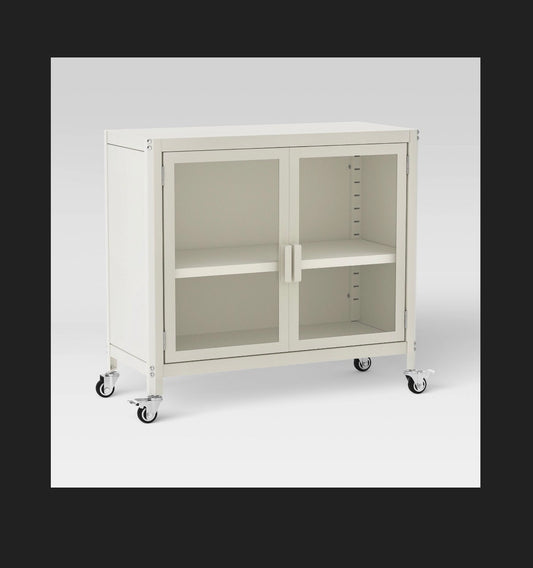 2 Door Metal Metal Rolling Locker Storage Cabinet (Chalk White) (New in Box)