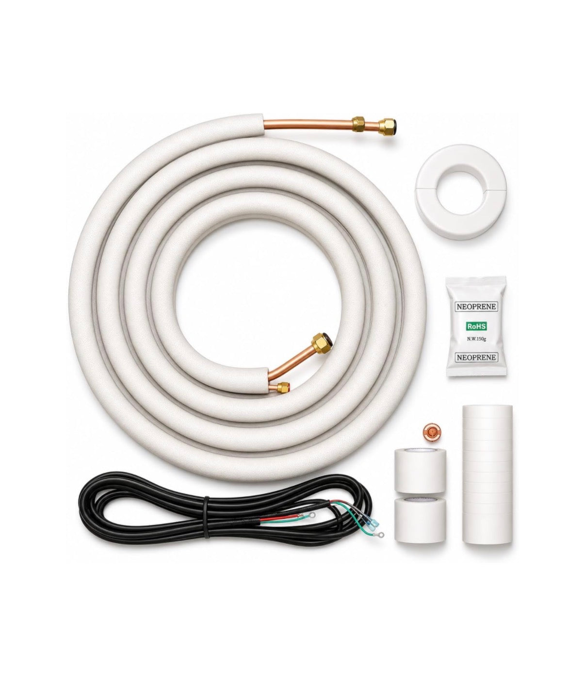 Senville Insulated Mini Split Copper Line Set, 1/4 Inch X 1/2 Inch, 25 Ft. For Senville 18000BTU Systems, 1/4 Inch Liquid Line, 1/2 Inch Suction Line, Corrosion Resistant Copper (New in Box)