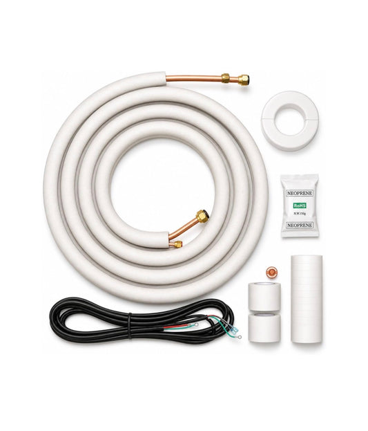 Senville Insulated Mini Split Copper Line Set, 1/4 Inch X 1/2 Inch, 25 Ft. For Senville 18000BTU Systems, 1/4 Inch Liquid Line, 1/2 Inch Suction Line, Corrosion Resistant Copper (New in Box)