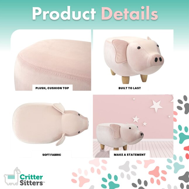Critter Sitters Modern Pink Pig Ottoman