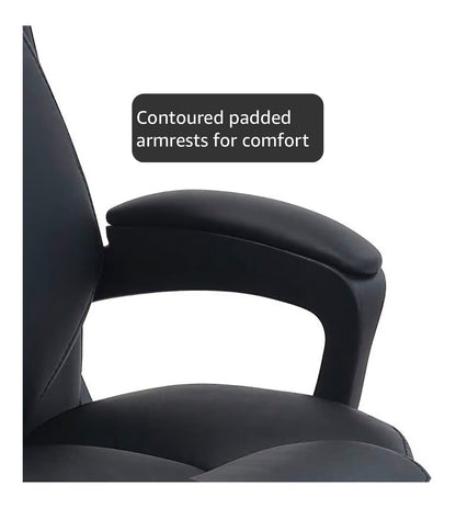 Amazon Basics Classic Puresoft PU Padded Mid-Back Office Desk Chair with Armrests, Easy Assembly, Sturdy Metal Base, Wheels, 275lbs Support, 26 Inches Depth X 23.75 Inch Width X 42 Inch Height (Black) (New in Box: Needs to be Assembled)