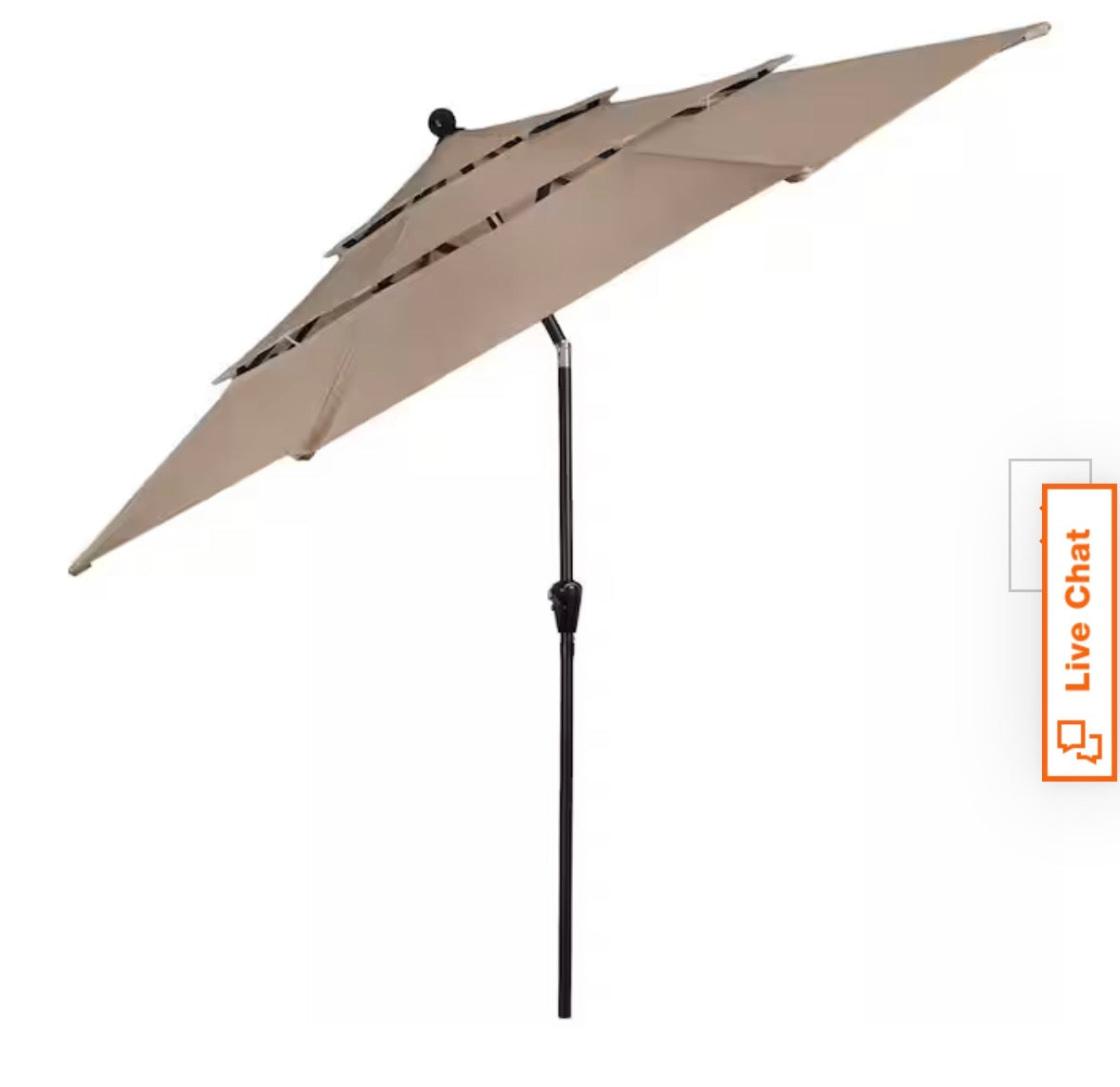 10 ft. Steel Market Patio Umbrella with 3-Tiered Sunshade and Push Button Tilt and Easy-Open Crank (Beige) New in Box