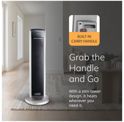 Lasko 29 Inch Ceramic Tower Space Heater with Remote Control 1500W Widespread Oscillation, 2 Heat Settings, Portable Heater for Indoor Use, Bedroom, Office, Timer, Overheat Protection (Black) (New in Box)