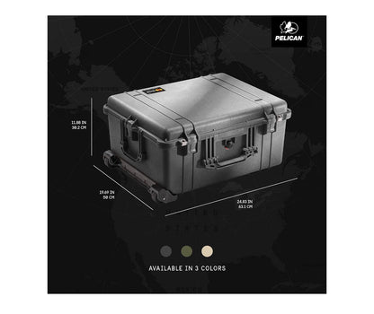 Pelican 1610 Case with Foam Water Tight Copolymer Case with Foam and Wheels for Telescopes, Camera Gear and Optics (Black) (New in Box)