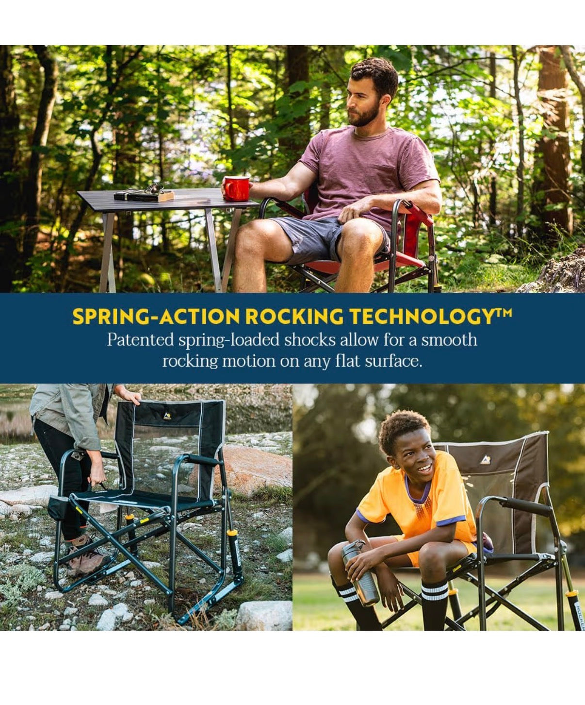 GCI Outdoor Freestyle Rocker Outdoor Rocking Chair with Beverage Holder (Black) (New in Box)