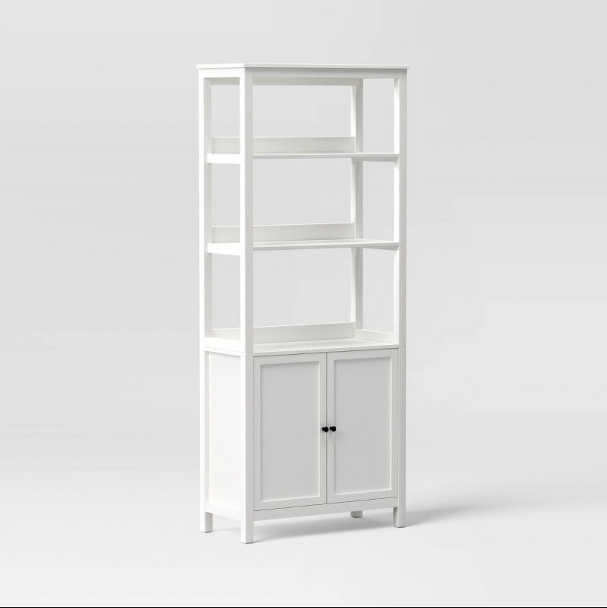 72 Inch Bookcase Traditional with Three Open Shelves and Cabinet (White) (New in Box)