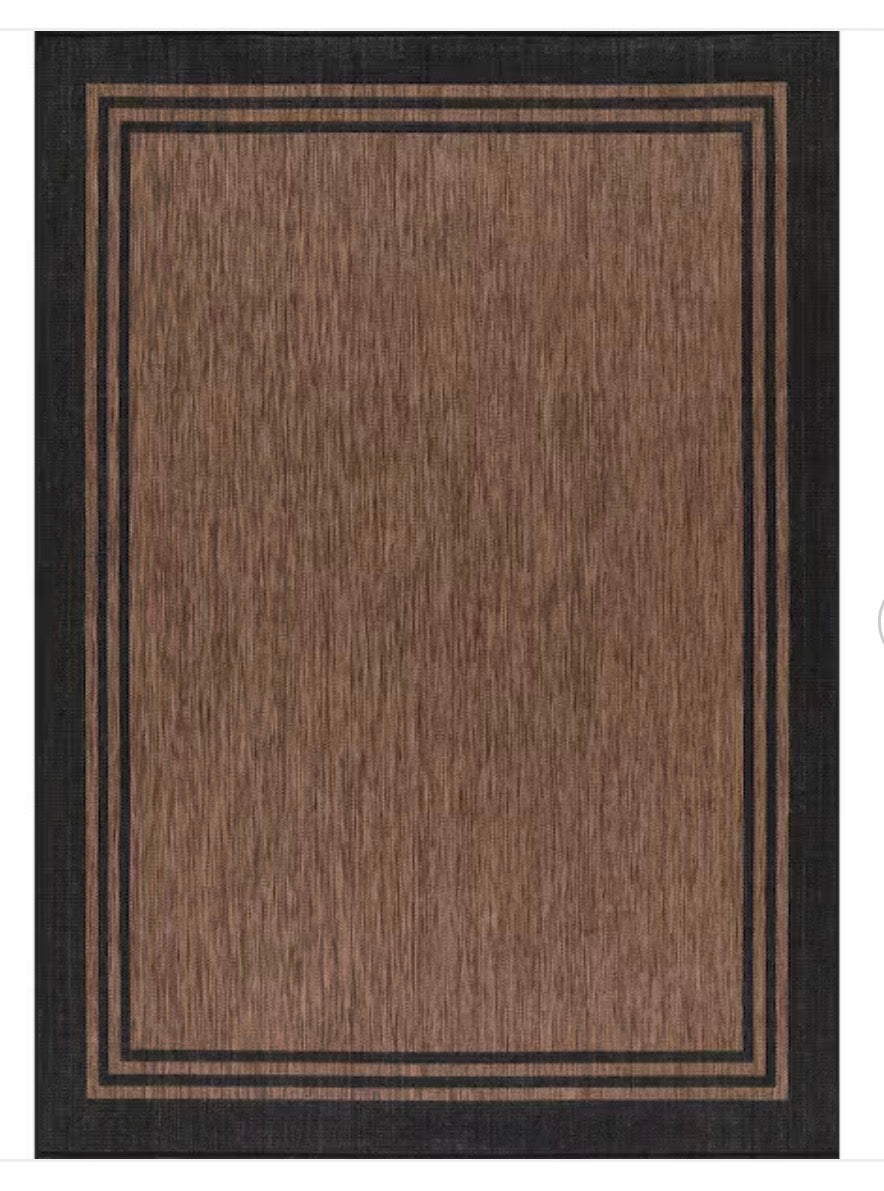 9ft. X 12ft. Gold Black Aloha Washable Bordered Indoor/Outdoor Area Rug