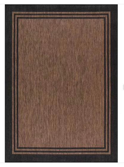 9ft. X 12ft. Gold Black Aloha Washable Bordered Indoor/Outdoor Area Rug
