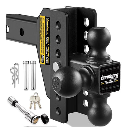 Drop Hitch Adjustable Trailer Hitch, Tow Hitch with 6 Inch Drop/Rise for Truck, Adjustable Drop Hitch Fits 2.5 Inch Receiver, Trailer Hitches with Double Anti-Theft Pins Locks