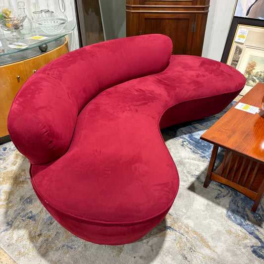 Vladimir Kagan Red Velvet Serpentine Sofa