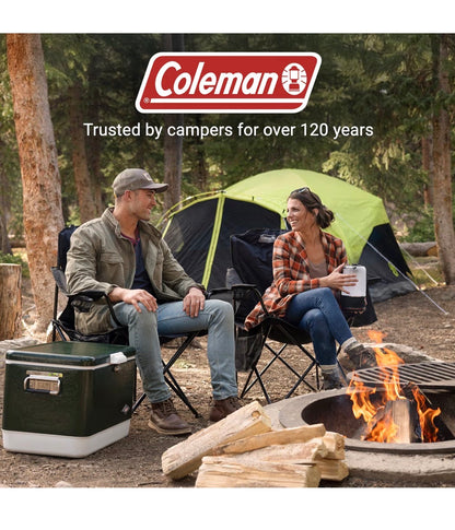 Coleman Poratble Camping Chair with 4-Can Cooler, Cushioned Seat & Back with Side Pockets & Cup Holder, Carry Bag Included, Great for Camping, Tailgating, Firepits, Patio & More (Red) (New in Box)
