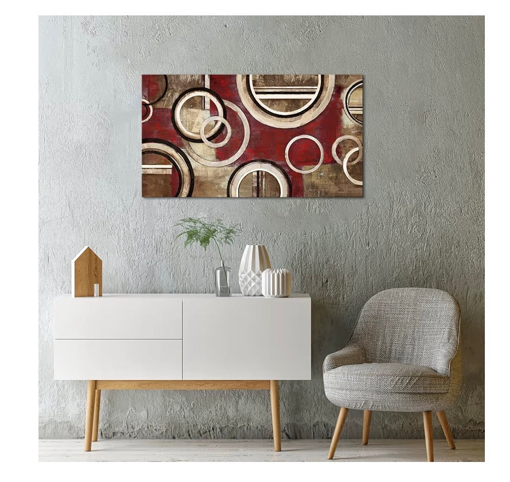 Saypeacher Burgundy Wall Art Red and Tan Pictures Large Abstract Wall Art for Living Room 20 X 36 Inches