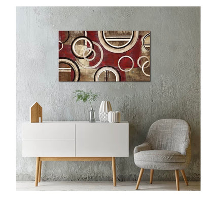 Saypeacher Burgundy Wall Art Red and Tan Pictures Large Abstract Wall Art for Living Room 20 X 36 Inches