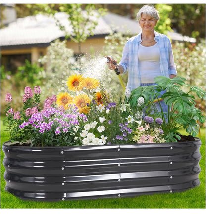 Galvanized Raised Garden Bed Outdoor 4 X 2 X 1 Ft. 2 Pack Metal Garden Planter Box with Safety Edging and Gloves, Raised Bed for Gardening Vegetables, Fruits and Flowers (Gray) (New in Box)