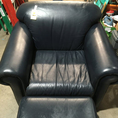Leather Center Chair with Ottoman