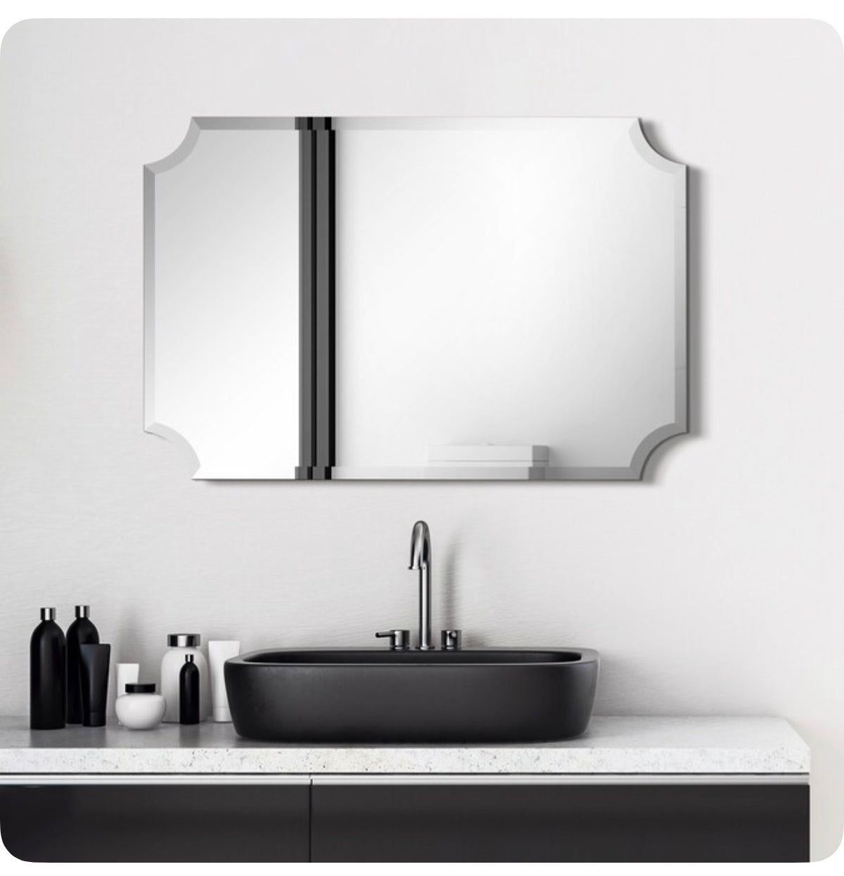 Wall Mirror 24 Inch W X 36 Inch Height Rectangle Clear Beveled Frameless Wall Mirror (New in Box)