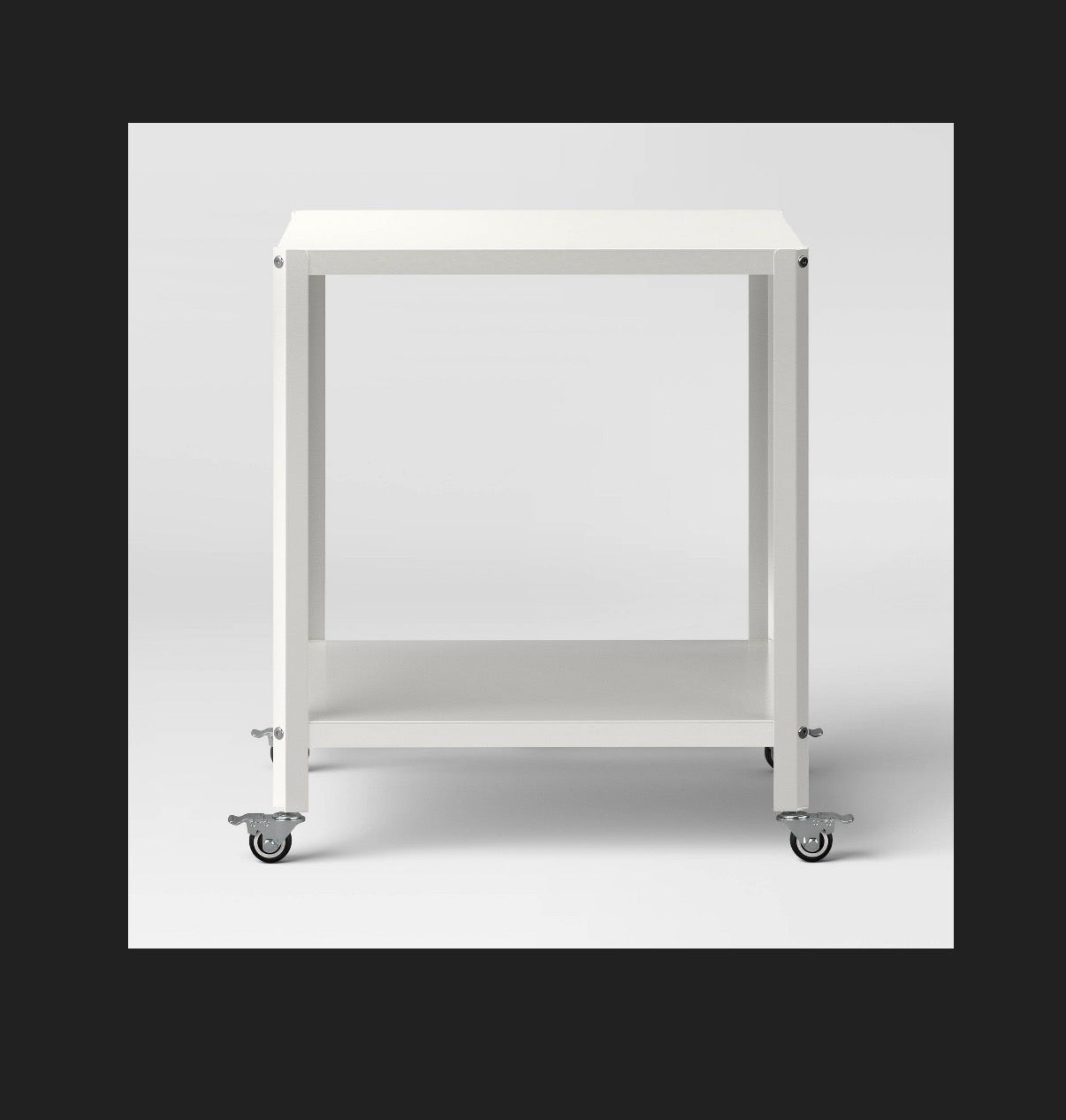 Metal Accent Rolling Side Table (Chalk White) (New in Box)