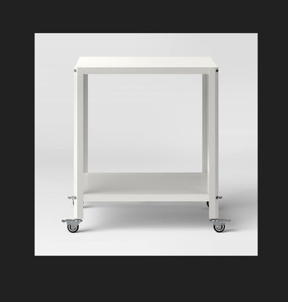 Metal Accent Rolling Side Table (Chalk White) (New in Box)