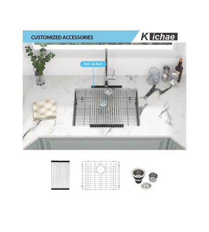 Kichae 23 Inch X 18 Inch X 5 Inch Undermount RV Prep Bar Sink Stainless Steel ADA Compliant 16 Gauge Small Kitchen Sink Single Bowl Under Mount Low Depth Handmade Basin (New in Box)