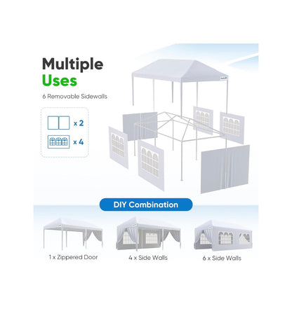 Quictent 10ft. X 20ft. Party Tent Gazebo Wedding Canopy tent for Parties BBQ Shelter Pavilion with Removable Church Sidewalls & Elegant Church (White) (New in Box)