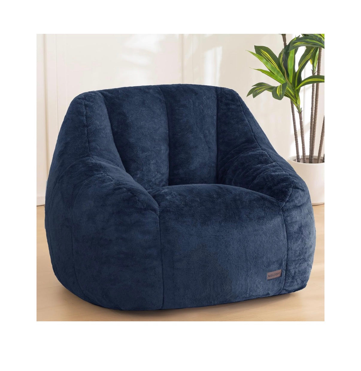 MAXYOYO Bean Bag Chair, Comfy Bean Bag Sofa with Back Support Faux Fur Bean Bag Chair for Adults and Kids, Stuffed Floor Sofa for Living Room, Bedroom, Apartment (Navy) (New in Box)