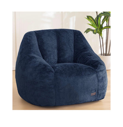 MAXYOYO Bean Bag Chair, Comfy Bean Bag Sofa with Back Support Faux Fur Bean Bag Chair for Adults and Kids, Stuffed Floor Sofa for Living Room, Bedroom, Apartment (Navy) (New in Box)