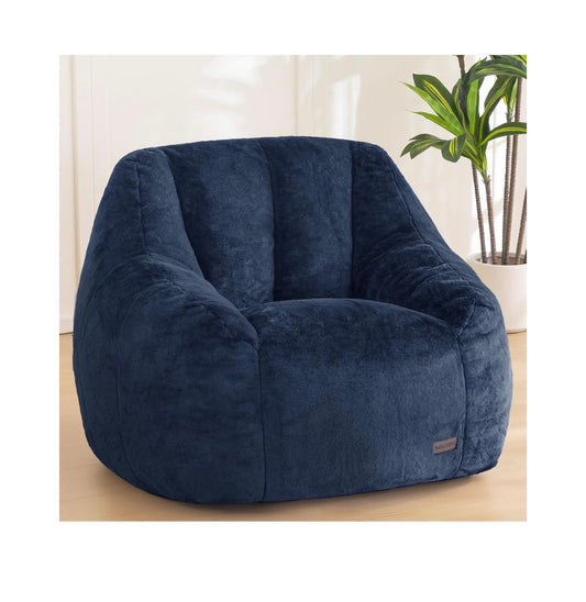 MAXYOYO Bean Bag Chair, Comfy Bean Bag Sofa with Back Support Faux Fur Bean Bag Chair for Adults and Kids, Stuffed Floor Sofa for Living Room, Bedroom, Apartment (Navy) (New in Box)