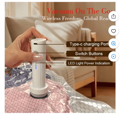 15 Pack Vacuum Storage Bags with Electric Pump, Space Saver Compression Bags for Travel and Moving, Reusable Airtight Sealer