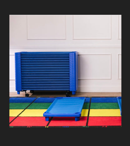ECR4Kids Streamline Cot, Ready To Assemble, Standard Size, Daycare Essentials 6 Pack (Blue) (New in Box)