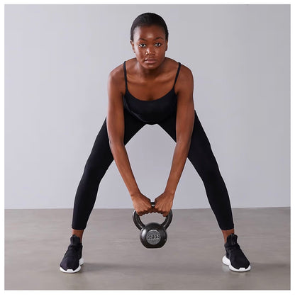 Amazon Basics Cast Iron Kettlebell for Strength Training, Textured Wide Handle (Black) (New)