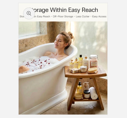 Teak Shower Stool with Shelf (New in Box)